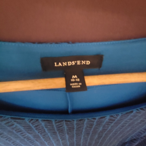 Lands End Blue Patterned A-Line Dress. Size M - Picture 2 of 4